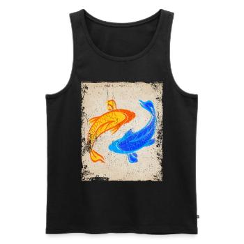 Koi Carp Art Japanese Art Vintage Retro - Men's Premium Organic Tank Top - black - Front - AI Model Male 178 light (178cm)