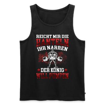 König will Pumpen Fitnesstudio Workout Fitness Gym - Männer Premium Bio Tank Top - Schwarz - Vorne - AI Model Male 178 light (178cm)