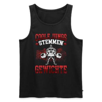 Coole Jungs stemmen Gewichte Fitness Pumpen Gym - Männer Premium Bio Tank Top - Schwarz - Vorne - AI Model Male 178 light (178cm)
