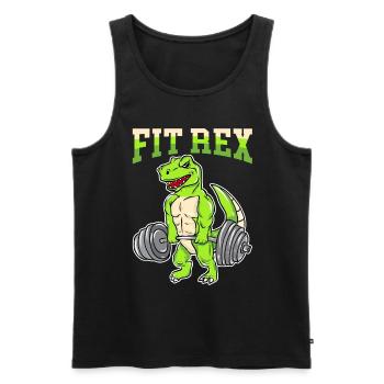 Fitnesstraining Pumpen Fitrex Dino beim Kreuzheben - Männer Premium Bio Tank Top - Schwarz - Vorne - Michal (187cm)
