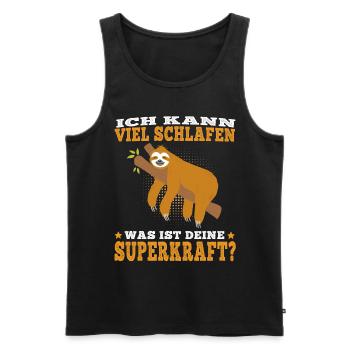 Faultier Ich kann viel schlafen faul Faulenzer - Männer Premium Bio Tank Top - Schwarz - Vorne - Michal (187cm)