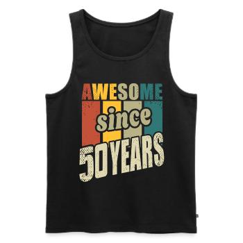 50 ans Génial depuis 50 ans 50e anniversaire - Débardeur bio Premium Homme - noir - Devant - AI Model Male 178 light (178cm)