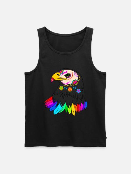 Day of the dead farbiger Adler mexikanisches - Männer Premium Bio Tank Top - Schwarz