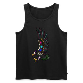 Jour des morts aigle coloré mexicain - Débardeur bio Premium Homme - noir - Devant - Michal (187cm)