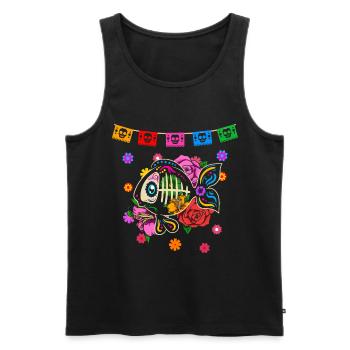 Day of the dead colored fish Mexican - Men's Premium Organic Tank Top - black - Front - Michal (187cm)