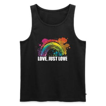 CSD LGBT Regenbogen LGBTQ Herz Pride Love - Männer Premium Bio Tank Top - Schwarz - Vorne - Michal (187cm)