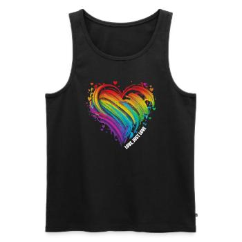 CSD LGBT Regenbogen LGBTQ Herz Pride Love - Männer Premium Bio Tank Top - Schwarz - Vorne - Michal (187cm)