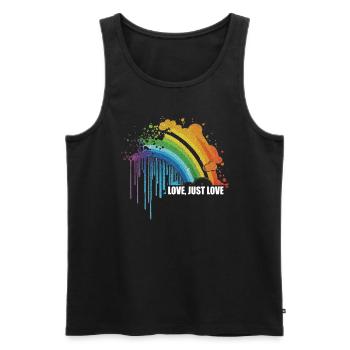 CSD LGBT Regenbogen LGBTQ Herz Pride Love - Männer Premium Bio Tank Top - Schwarz - Vorne - Michal (187cm)