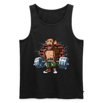 Fitness Training Pompes Gympanse Deadlift Fitness - Débardeur bio Premium Homme - noir - Devant - Michal (187cm)