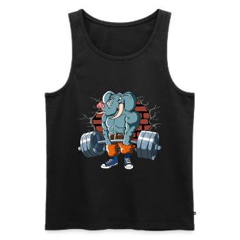 Pompes d’entraînement physique Elephant Deadlift Fitness - Débardeur bio Premium Homme - noir - Devant - Michal (187cm)