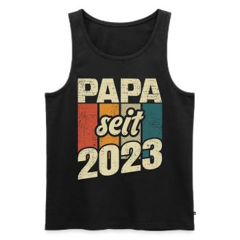 Papa Geschenk Papa 2023 Vater - Männer Premium Bio Tank Top - Schwarz - Vorne - Michal (187cm)