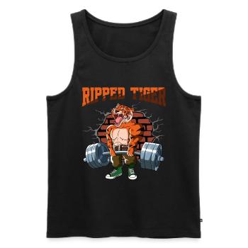 Fitnesstraining Pumpen Tiger Kreuzheben Fitness - Männer Premium Bio Tank Top - Schwarz - Vorne - Michal (187cm)