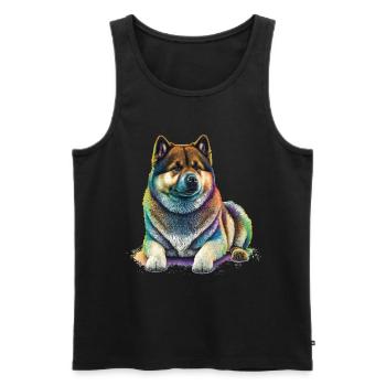 Akita Inu Hund Bunte Farben Regenbogen Kunst - Männer Premium Bio Tank Top - Schwarz - Vorne - AI Model Male 178 light (178cm)