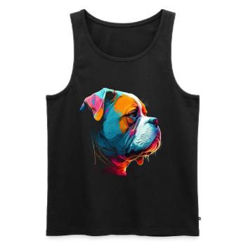Bunte Amerikanische Bulldogge Männer Frauen - Männer Premium Bio Tank Top - Schwarz - Vorne - AI Model Male 178 light (178cm)