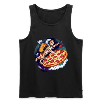 Katze Pizza Weltraum Pizza Galaxie Astronaut - Männer Premium Bio Tank Top - Schwarz - Vorne - AI Model Male 178 light (178cm)