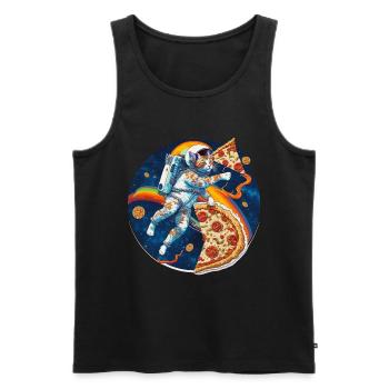 Katze Pizza Weltraum Pizza Galaxie Astronaut - Männer Premium Bio Tank Top - Schwarz - Vorne - AI Model Male 178 light (178cm)