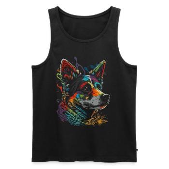 Lächelnder Australischer Rinderhund Blumen - Männer Premium Bio Tank Top - Schwarz - Vorne - Michal (187cm)