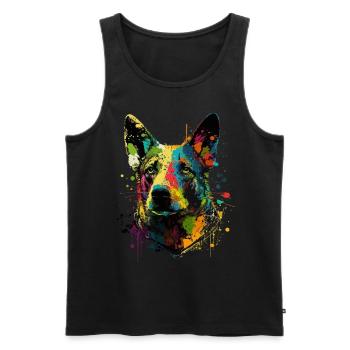Lächelnder Australischer Rinderhund Blumen - Männer Premium Bio Tank Top - Schwarz - Vorne - Michal (187cm)