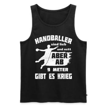 Handballer sind lieb und nett - Männer Premium Bio Tank Top - Schwarz - Vorne - AI Model Male 178 light (178cm)