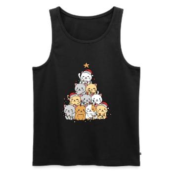 Cats Xmas Tree - Men's Premium Organic Tank Top - black - Front - AI Model Male 178 light (178cm)