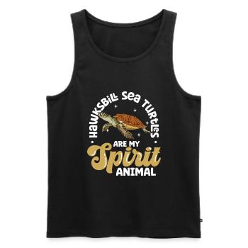 Mon animal spirituel - Tortue imbriquée - Débardeur bio Premium Homme - noir - Devant - Michal (187cm)