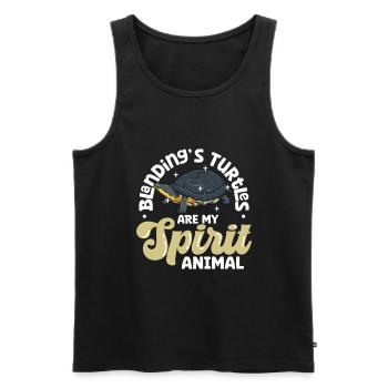 Mon animal spirituel - Tortue d’étang - Débardeur bio Premium Homme - noir - Devant - Michal (187cm)
