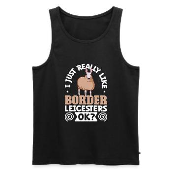 J’adore mon Border Leicester - Débardeur bio Premium Homme - noir - Devant - AI Model Male 178 light (178cm)