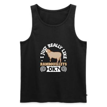 J’adore mes moutons de Rambouillet - Débardeur bio Premium Homme - noir - Devant - Michal (187cm)