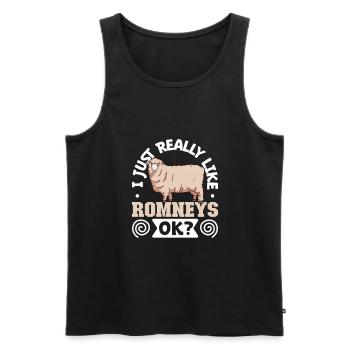 J’adore mes moutons Romney - Débardeur bio Premium Homme - noir - Devant - Michal (187cm)