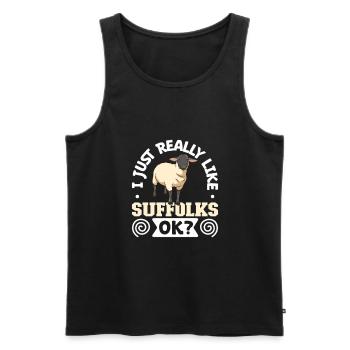 J’adore mes moutons Suffolk - Débardeur bio Premium Homme - noir - Devant - Michal (187cm)