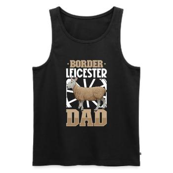 Border Leicester Papa - Débardeur bio Premium Homme - noir - Devant - AI Model Male 178 light (178cm)