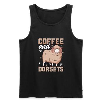 Kaffee und Dorset-Fleischschaf - Männer Premium Bio Tank Top - Schwarz - Vorne - AI Model Male 178 light (178cm)