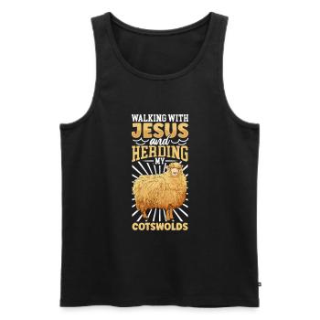 Jesus und Schaf - Cotswold-Schaf - Männer Premium Bio Tank Top - Schwarz - Vorne - Michal (187cm)