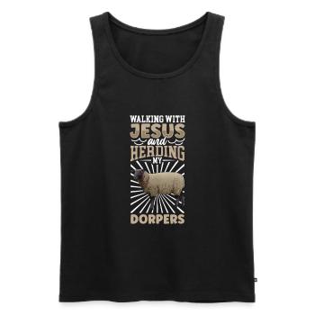 Jesus and Sheep - Dorperschaf - Men's Premium Organic Tank Top - black - Front - Michal (187cm)