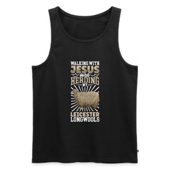 Jesus und Schaf - Leicester-Langwollschaf - Männer Premium Bio Tank Top - Schwarz - Vorne - Michal (187cm)