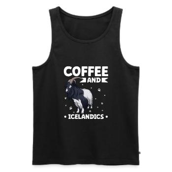 Café et chèvre islandaise - Débardeur bio Premium Homme - noir - Devant - AI Model Male 178 light (178cm)