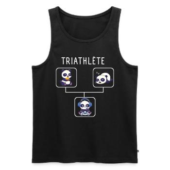 Humour Gamer Panda Triathlete Cadeau Jeux Video - Débardeur bio Premium Homme - noir - Devant - Michal (187cm)