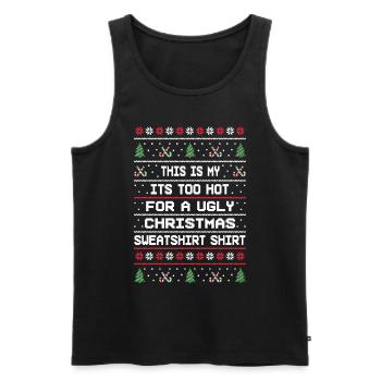 Much too warm for an Ugly Xmas sweater shirt - Men's Premium Organic Tank Top - black - Front - Michal (187cm)