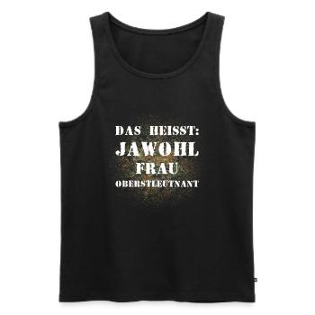 Das heißt Jawohl Frau Oberstleutnant Bundeswehr - Männer Premium Bio Tank Top - Schwarz - Vorne - AI Model Male 178 light (178cm)