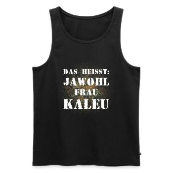 Das heißt Jawohl Frau Kaleu Bundeswehr Marine - Männer Premium Bio Tank Top - Schwarz - Vorne - AI Model Male 178 light (178cm)