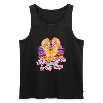 Life is better in flip flops, summer holidays, sun - Men's Premium Organic Tank Top - black - Front - Michal (187cm)