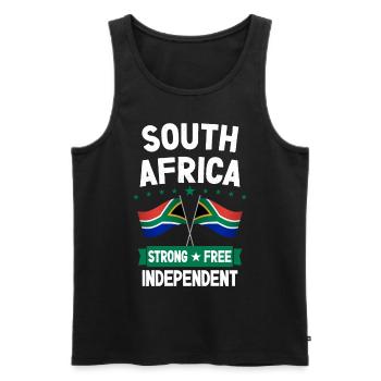 South Africa - Men's Premium Organic Tank Top - black - Front - AI Model Male 178 light (178cm)