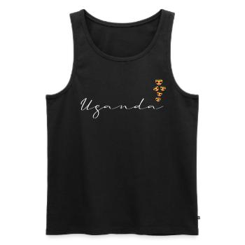 Uganda - Men's Premium Organic Tank Top - black - Front - AI Model Male 178 light (178cm)