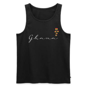 Ghana - Men's Premium Organic Tank Top - black - Front - AI Model Male 178 light (178cm)