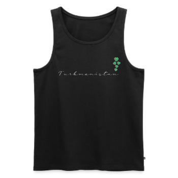 Turkmenistan - Men's Premium Organic Tank Top - black - Front - AI Model Male 178 light (178cm)
