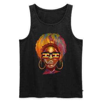 Uganda - Männer Premium Bio Tank Top - Schwarz - Vorne - AI Model Male 178 light (178cm)
