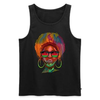 Malawi - Men's Premium Organic Tank Top - black - Front - AI Model Male 178 light (178cm)