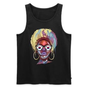 South Korea - Men's Premium Organic Tank Top - black - Front - AI Model Male 178 light (178cm)