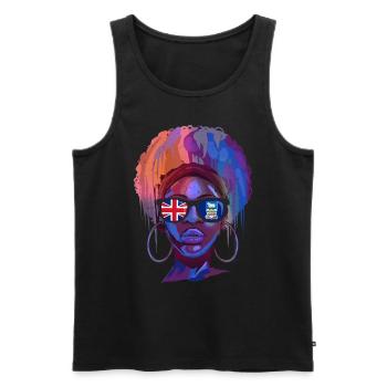 Falkland Islands - Men's Premium Organic Tank Top - black - Front - AI Model Male 178 light (178cm)