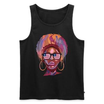 Liberia - Men's Premium Organic Tank Top - black - Front - AI Model Male 178 light (178cm)